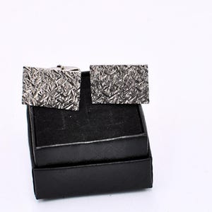 Sterling Silver Textured Cufflinks - 925 Silver Vintage Mid-Century Cufflinks