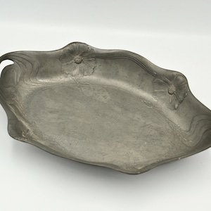 Antique Orivit Pewter Bowl Tray - Early 1900s Art Nouveau Vintage with Daisy Flowers - Number 2249
