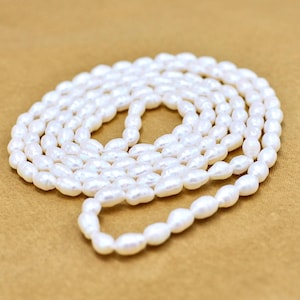 Rice Pearl Necklace - Freshwater Pearls Necklace Strand - Long Pearl Necklace 90cm