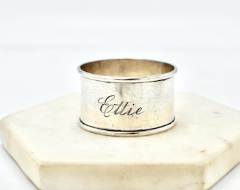 Vintage sterlingzilveren servetring met Ettie-gravure