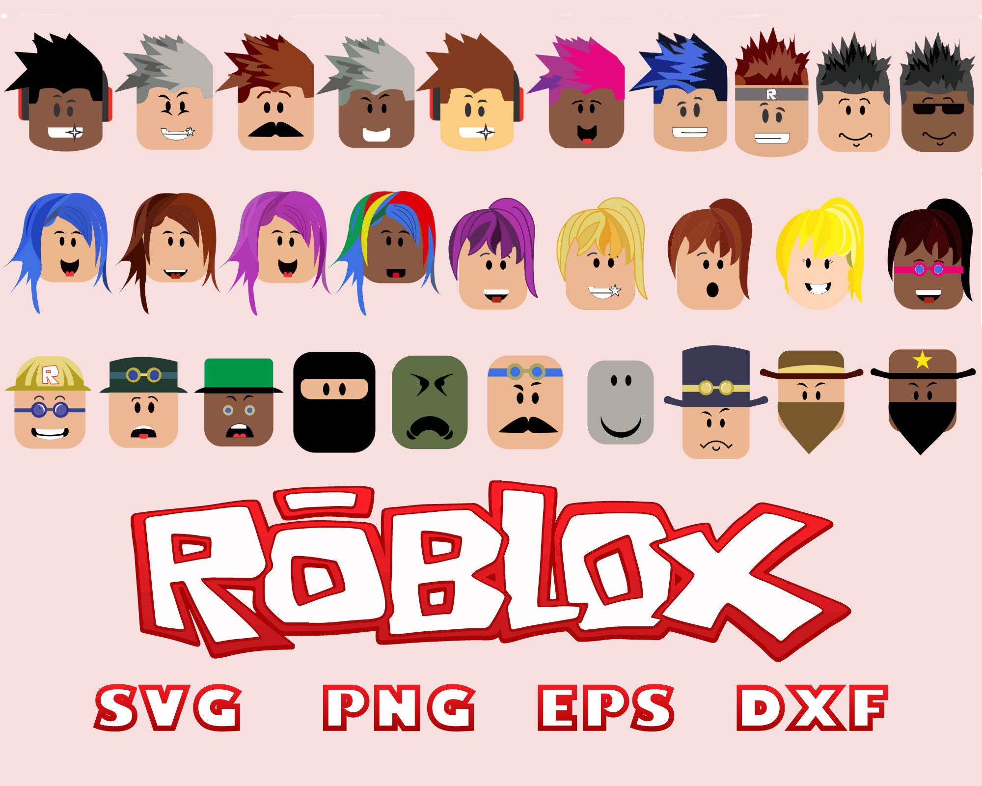 Roblox Svg Character Bundle Set Roblox Emoji Svg (Instant Download) 