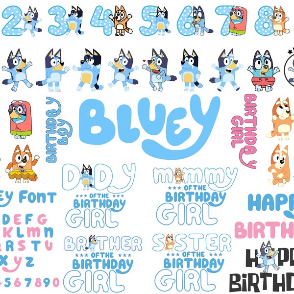 Bluey, Bluey Svg, Bluey Birthday, Bluey Stickers, Bluey Birthday Shirt, Bluey Cake Topper, Bluey Birthday Svg, Bluey Invitation, SVG Files