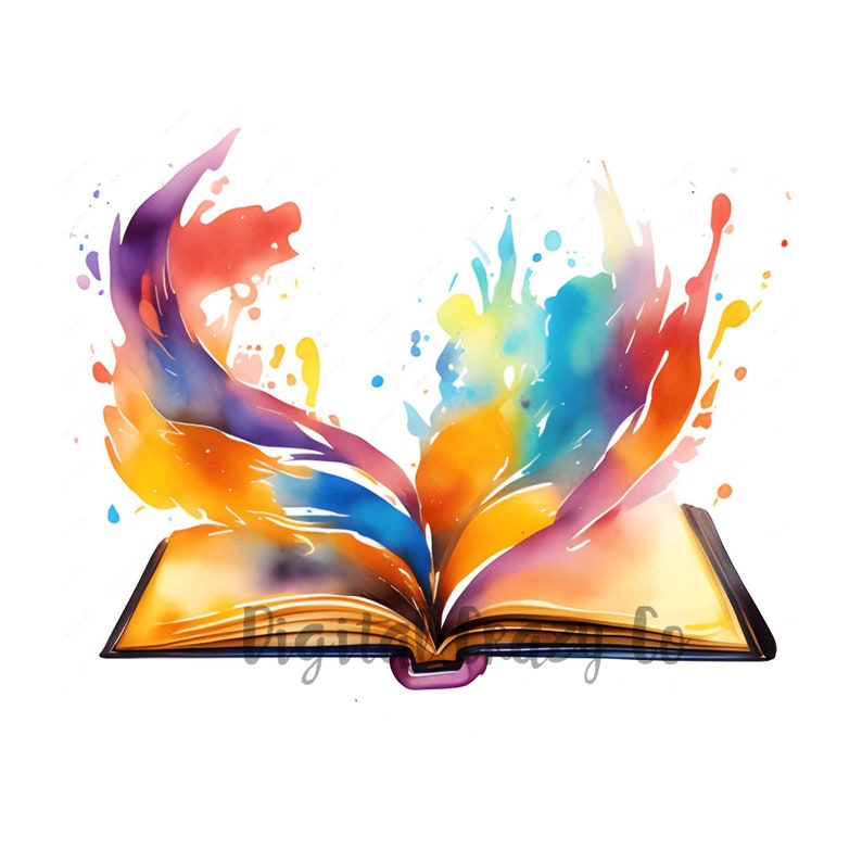 This colorful image shows an open book with colorful pages spilling out. The book is old and has a worn leather cover, and the pages are a variety of bright colors The image is eye-catching and evokes a sense of wonder and imagination.