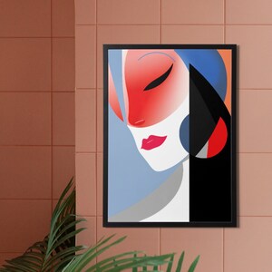 Gaia Retro Art Print, Vintage Poster, Woman Face Line Art, Digital Painting