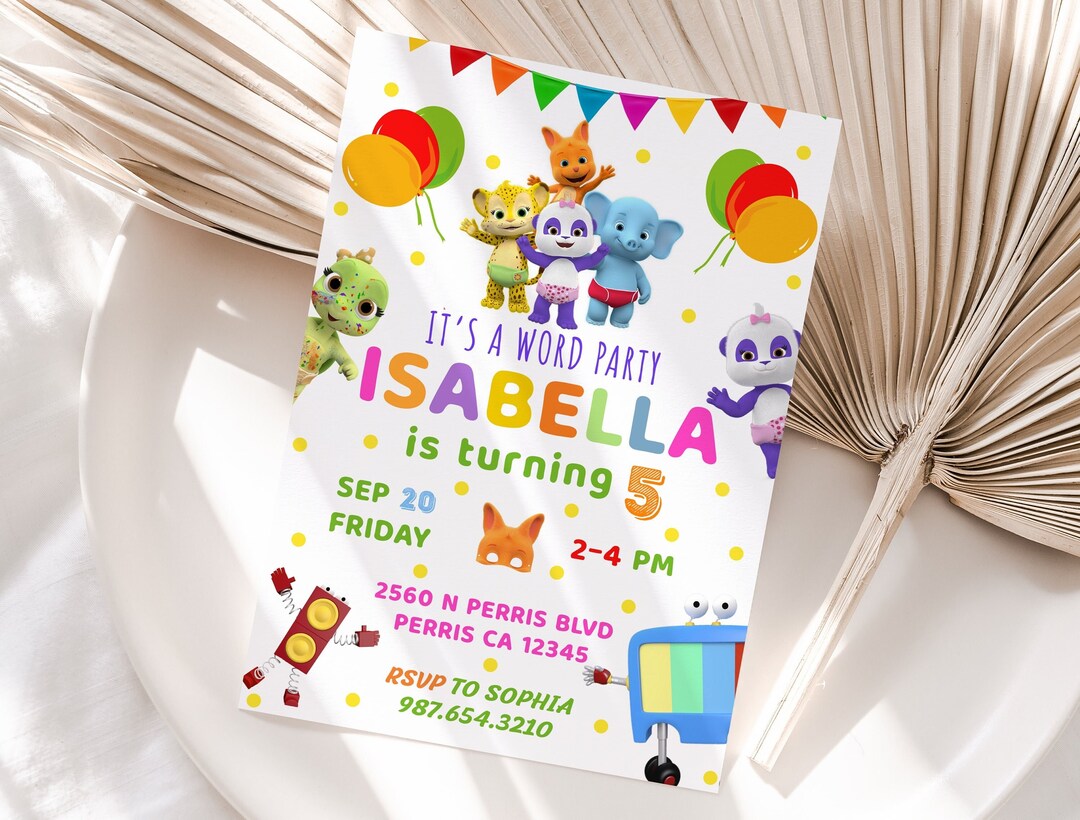Editable Word Party Birthday Invitation Template Printable - Etsy