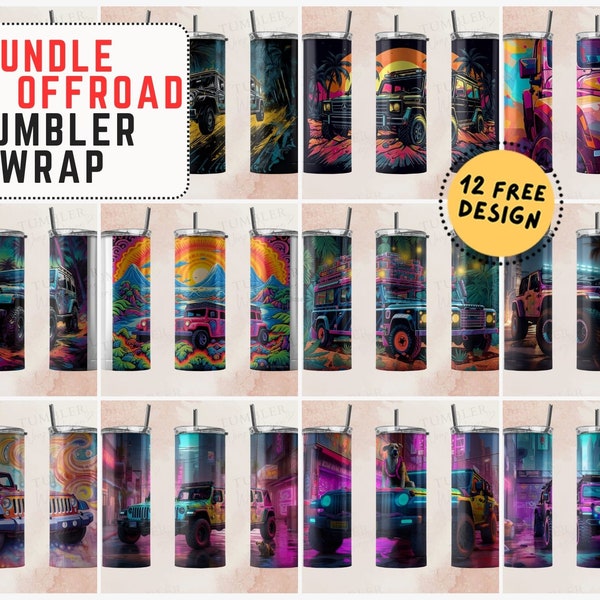 Bundle Offroad tumbler wrap png, 20 Ounce Skinny Tumbler Wrap, Digital Download, Off Road Tumbler Wrap, Tumbler PNG, Sublimation Design