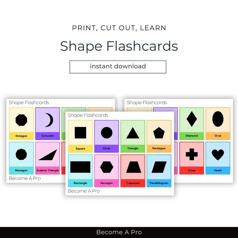 Shape Flashcards Ready to Print Flashcards for Primary Learners Infant