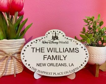 Personalized Disney Stroller Sign, Personalized Cast Member Name Tag Stroller Sign