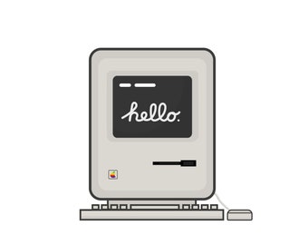 Macintosh Retro Plotter File, Macintosh SVG, Illustration, Macintosh Computer, AI, Commercial Use, Print, PNG, Jpeg, Plotter File
