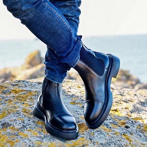 Handmade Genuine Leather men's Sport Chelsea Boots - Men Casual Chelsea Boots - Chelsea Boots For Men