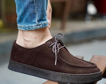 Genuine Leather Men&#39;s Leather Sneakers - Mens Casual Shoes - Casual Man Footwear - Lightweight Men Sneakers - Suede Man Shoe