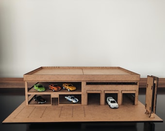 1/64 Scale Hotwheels Showroom Garage Diorama Wooden Model