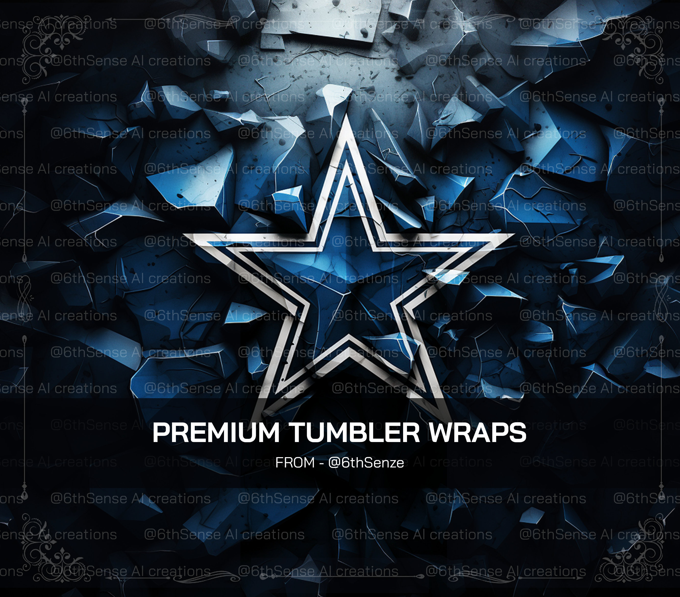 Stunning Dallas Cowboys Tumbler Wrap Design With and Blue Stars Fits