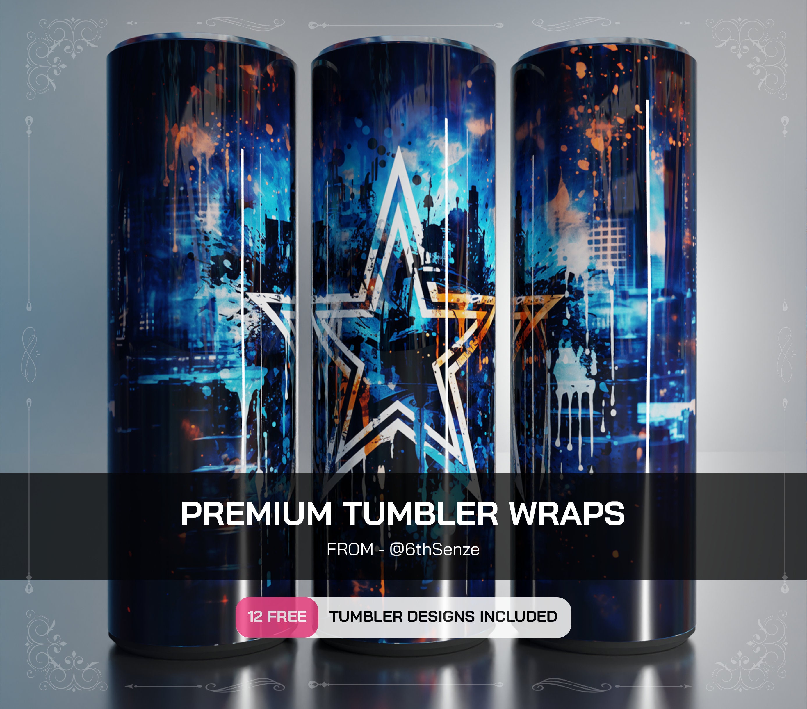 Stunning Dallas Cowboys Tumbler Wrap Design With and Blue Stars Fits