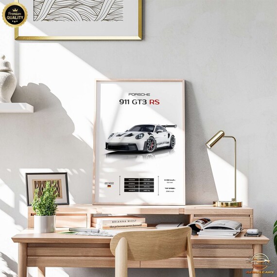 Porsche 911 Poster Wall Art - Unique Design with Technical Info and Specs -  Perfect Porsche Fan Gift
