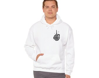 Bluza z kapturem Skeleton Middle Finger: Bluza z nadrukiem dla dorosłych z humorem