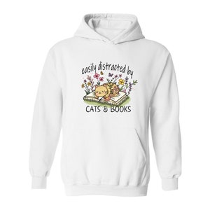 Cats and Books Hoodie: Funny Book Lover Gift