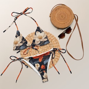 All-over print recycled string bikini- Bikini Pattern, Swimsuit Pattern, two Piece, Women Bathing Suit Pattern, swimsuit, swimwear