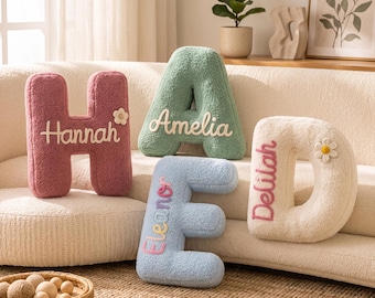 Cojín con letra personalizada, cojín de pana para guardería, decoración personalizada para la habitación de los niños.