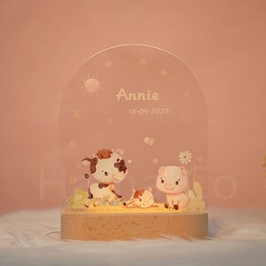 Customized name night light for baby, luminous animal acrylic board creative night light, kids gift for room zdjęcie 3