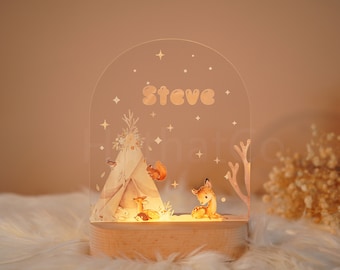 Veilleuse pour bébé, veilleuse avec prénom personnalisé, lampe de chevet pour chambre de fille et de garçon, cadeau d'anniversaire pour tout-petit