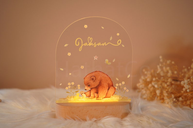 Spersonalizowana lampka nocna dla dziecka, lampka nocna ze słodkim zwierzęciem, prezent dla dziecka, lampka nocna dla dziecka zdjęcie 4