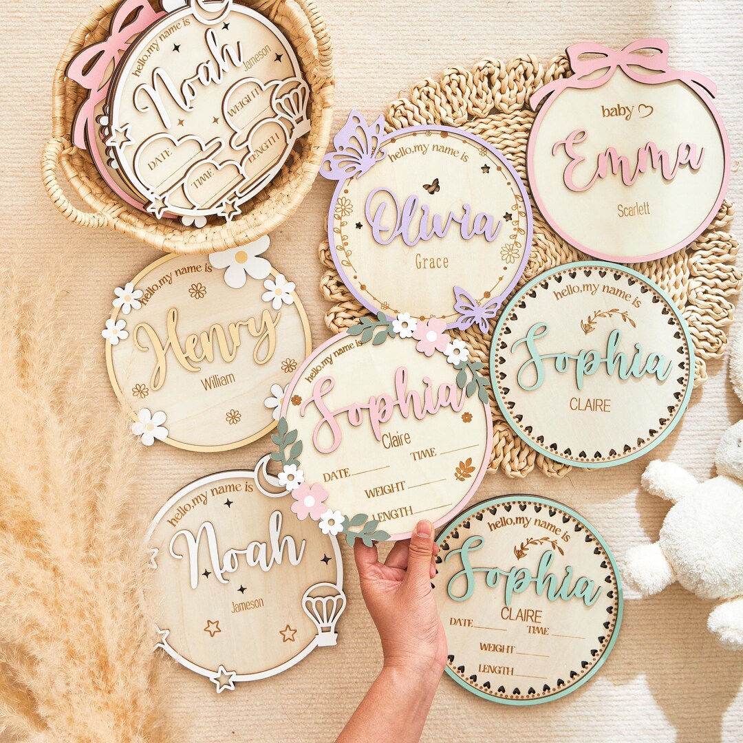 Custom Baby Birth Announcement Sign - Personalized Name or Stats Plaque ...