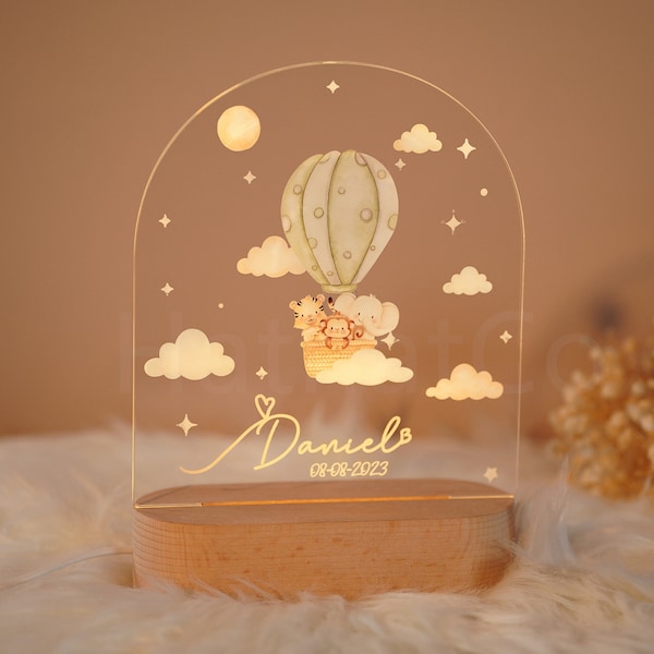 Luce notturna personalizzata per bambino, regalo nascita bambino, luce notturna bambino, simpatica lampada notturna per animali