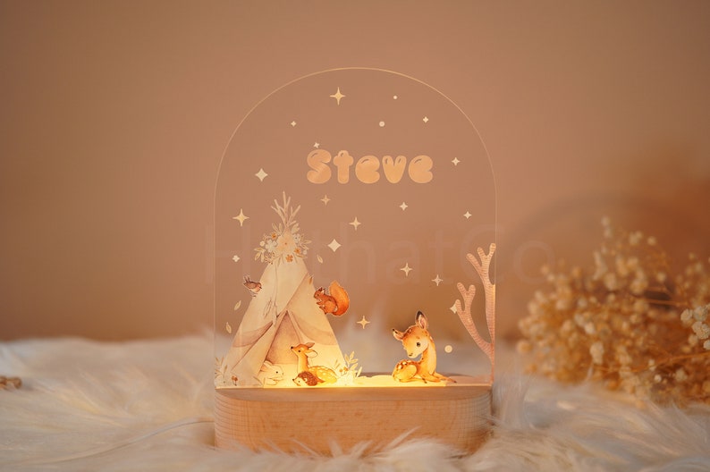 Personalized night light for baby, baby gift birth, night light baby, cute animal night lamp zdjęcie 6