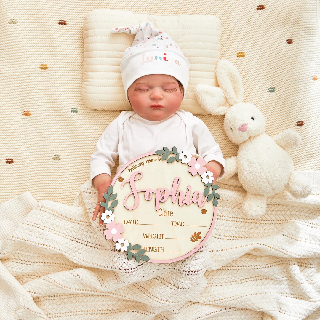 Baby Birth Stats Sign - Custom Baby Name Plaque - Personalized Wooden ...