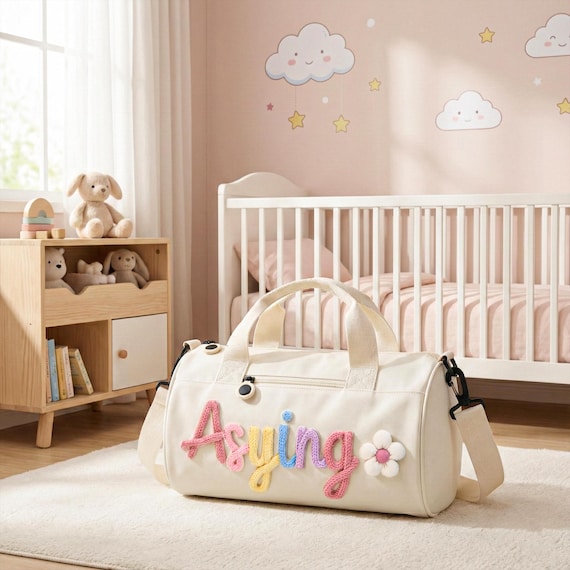 Personalized Kids Travel Bag with Name–Custom Cotton Embroidered Duffel,Lightweight Preschool Dance&Birthday Gift,Easy Clean Adventure Tote