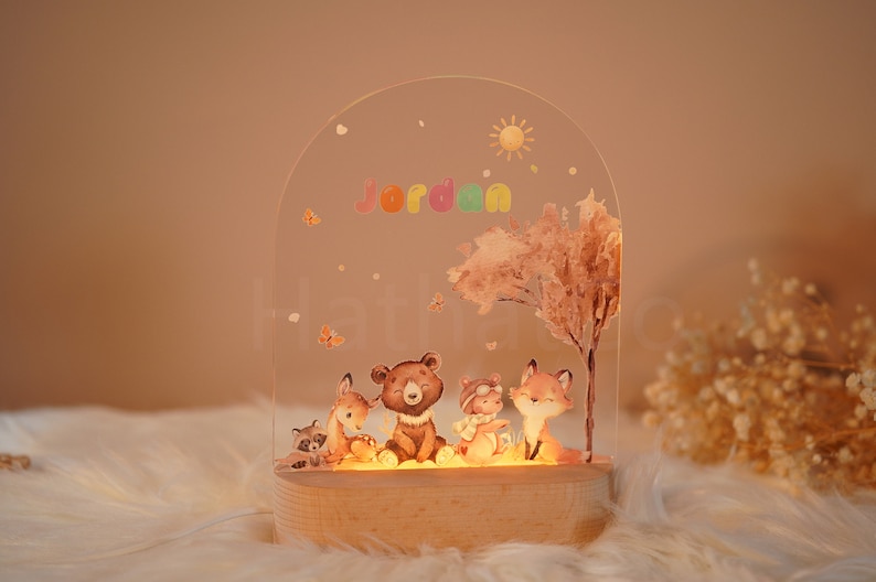 Personalized night light for baby, baby gift birth, night light baby, cute animal night lamp zdjęcie 2