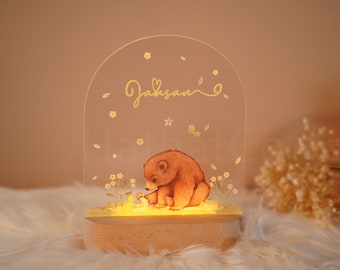 Personalized night light for baby, baby gift birth, night light baby, cute animal night lamp, baby room decor lamp