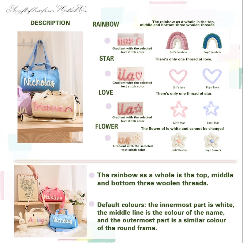 Personalized Kids Travel Bag with Name–Custom Cotton Embroidered Duffel,Lightweight Preschool Dance&Birthday Gift,Easy Clean Adventure Tote image 12