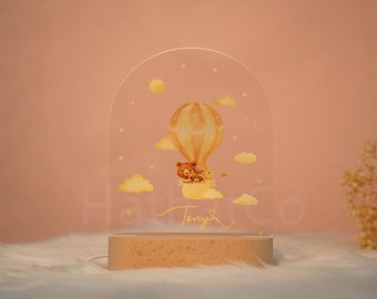 Personalised baby night light, baby birth gifts, baby night light, hot air balloon night light