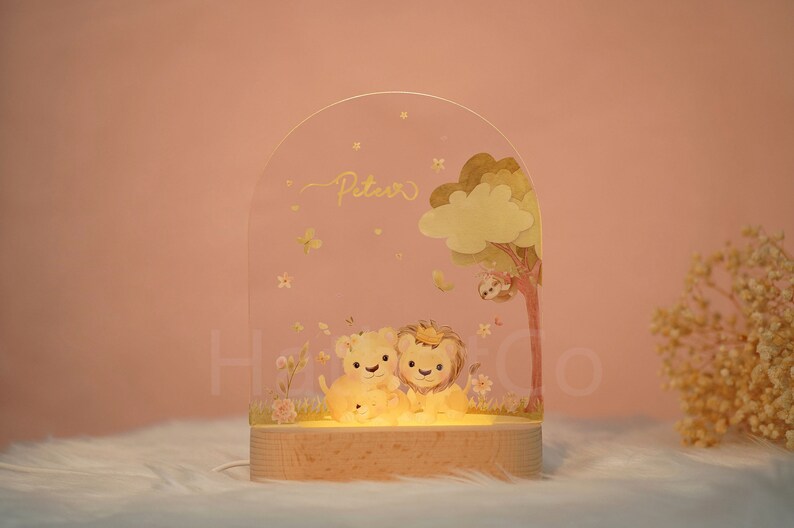 Customized name night light for baby, luminous animal acrylic board creative night light, kids gift for room zdjęcie 5