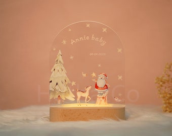 Customised Christmas night light, personalised animal night light with name, baby bedroom night light, newborn baby gift