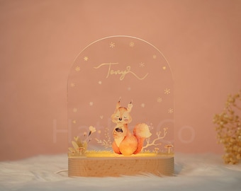 Customized name night light for baby, luminous animal acrylic board creative night light, kid‘s gift for room