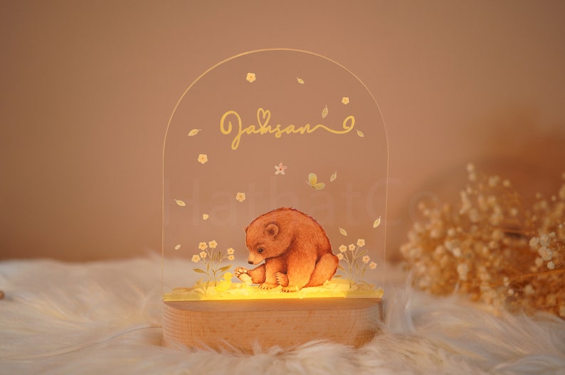 Personalized night light for baby, baby gift birth, night light baby, cute animal night lamp zdjęcie 4