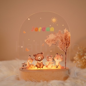 Spersonalizowana lampka nocna dla dziecka, lampka nocna ze słodkim zwierzęciem, prezent dla dziecka, lampka nocna dla dziecka zdjęcie 1