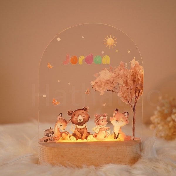 Veilleuse personnalisée pour bébé, lampe de chevet animal mignon, cadeau de naissance pour bébé, veilleuse pour bébé