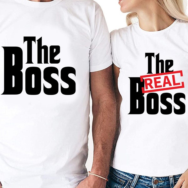 The Boss / The Real Boss Couples Set Cut Files | Cricut | Silhouetkamee | Svg-bestanden knippen | Digitaal | Pdf | Eps | DXF | PNG | Verjaardag