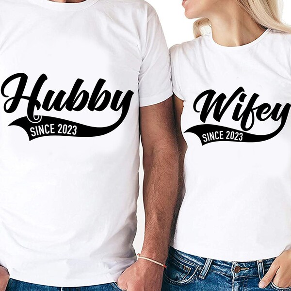 Hubby & Wifey Since 2023 Couples Set Cut Files | Cricut | Silhouette Cameo | Svg Cut Files | Digital | PDF | Eps | DXF | PNG | Anniversary