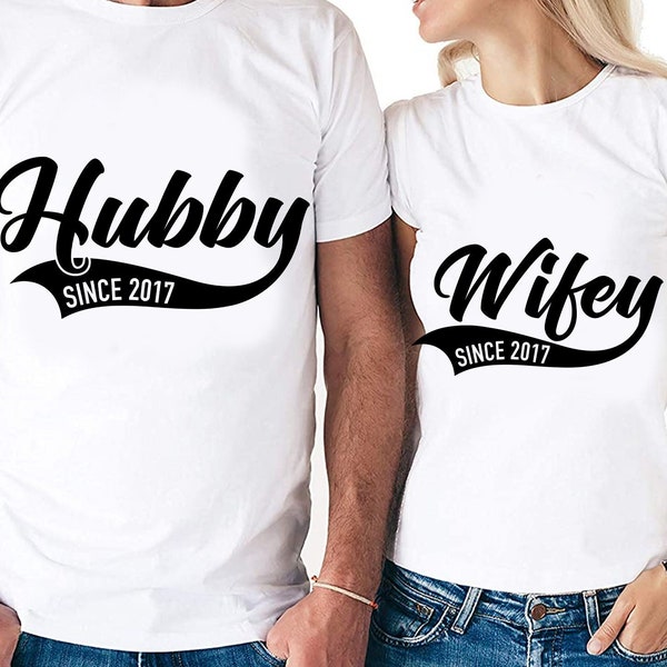 Hubby & Wifey Since 2017 Couples Set Cut Files | Cricut | Silhouette Cameo | Svg Cut Files | Digital | PDF | Eps | DXF | PNG | Anniversary