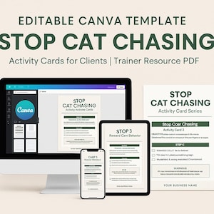 Dog Training Template,Stop Cat Chasing Lessons,Dog Training Activity Cards for Clients,Trainer Resources,Prey Drive,Digital Download