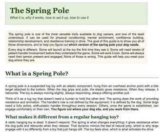 Spring Pole Dog Training Guide, Confidence Building, Energy Burn (PDF + Word Doc)
