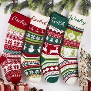 Personalized Christmas Stockings, Custom Family Stockings, Knit Stocking Stocking with Names, Embroidered Holiday Stockings, Christmas Gift