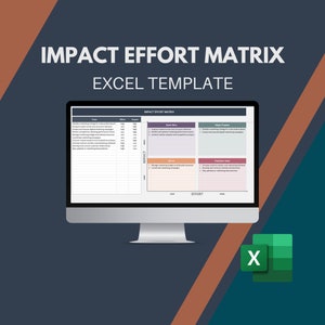 Impact Effort Matrix | Excel Template | Important Urgency Matrix | Priority Matrix | Time Management | Task Tracker | Action List