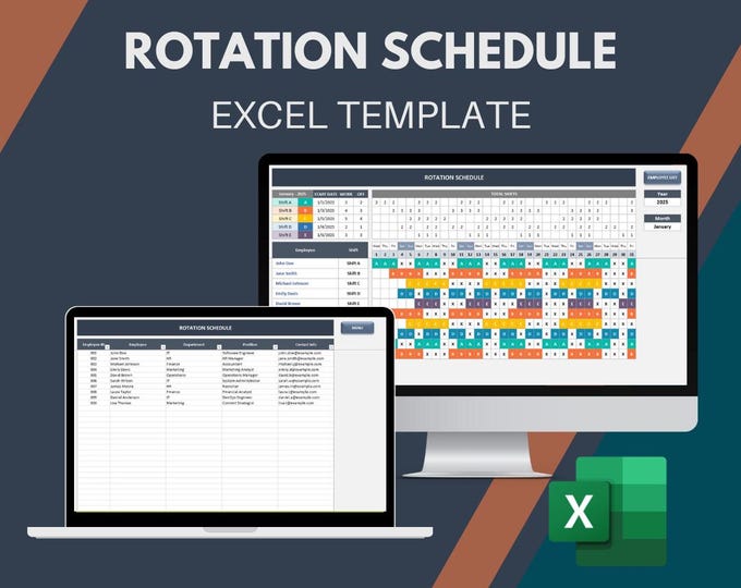 Employee Rotation Schedule Excel Template: Staff Planner Worksheet ...