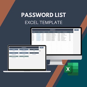 Password List | Excel Template | Password Manager | Password Keeper | Password Book | Password Log | Password Record